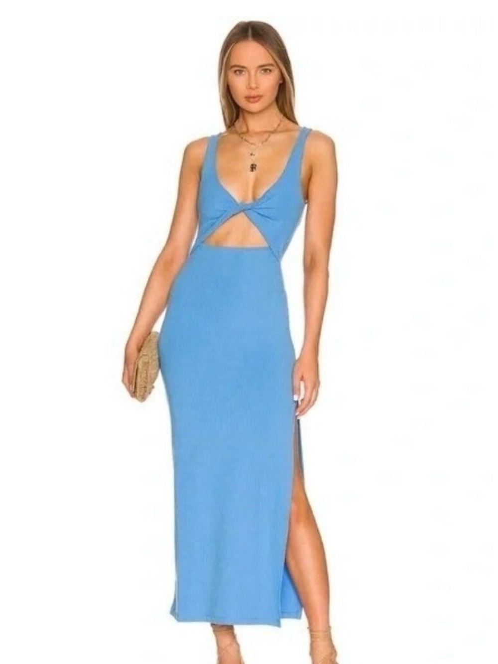 LSPACE Nico Cutout Ribbed Dress Cornflower Blue Size M